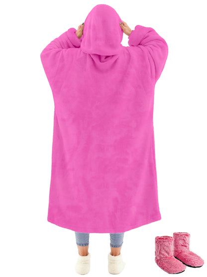 Wearable Blanket Hoodie Sweatshirt for Women and Men, Warm and Cozy Blanket Hoodie, Flannel Blanket with Sleeves and Giant Pocket