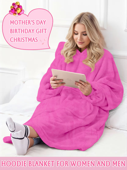 Wearable Blanket Hoodie Sweatshirt for Women and Men, Warm and Cozy Blanket Hoodie, Flannel Blanket with Sleeves and Giant Pocket