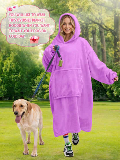 Wearable Blanket Hoodie Sweatshirt for Women and Men, Warm and Cozy Blanket Hoodie, Flannel Blanket with Sleeves and Giant Pocket