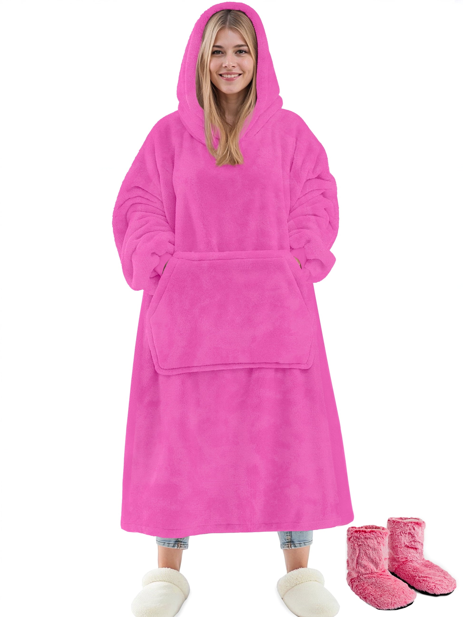 Wearable Blanket Hoodie Sweatshirt for Women and Men, Warm and Cozy Blanket Hoodie, Flannel Blanket with Sleeves and Giant Pocket