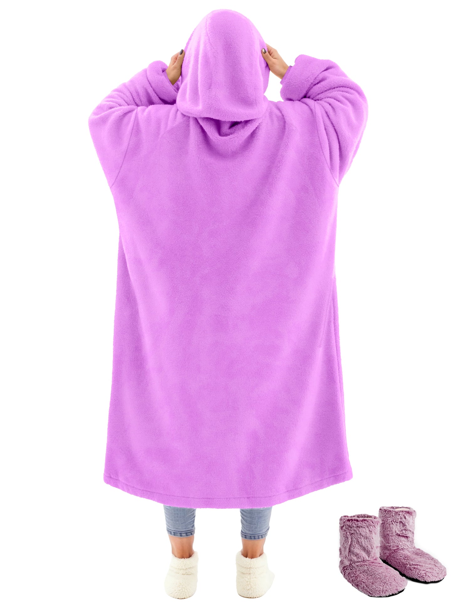 Wearable Blanket Hoodie Sweatshirt for Women and Men, Warm and Cozy Blanket Hoodie, Flannel Blanket with Sleeves and Giant Pocket