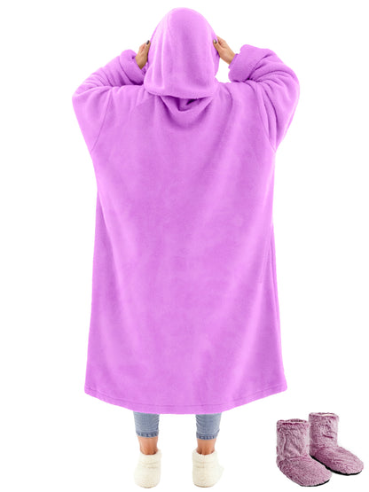Wearable Blanket Hoodie Sweatshirt for Women and Men, Warm and Cozy Blanket Hoodie, Flannel Blanket with Sleeves and Giant Pocket